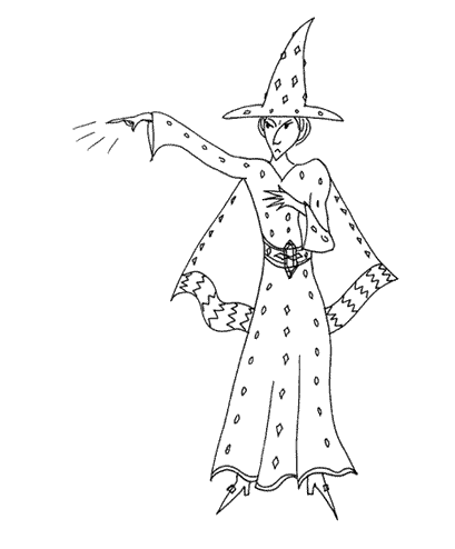 The new witch of Custard Castle looks very stern as she casts a spell